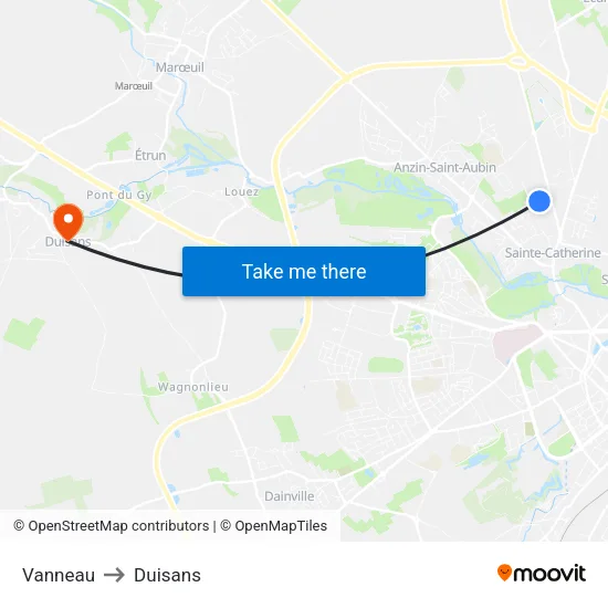 Vanneau to Duisans map