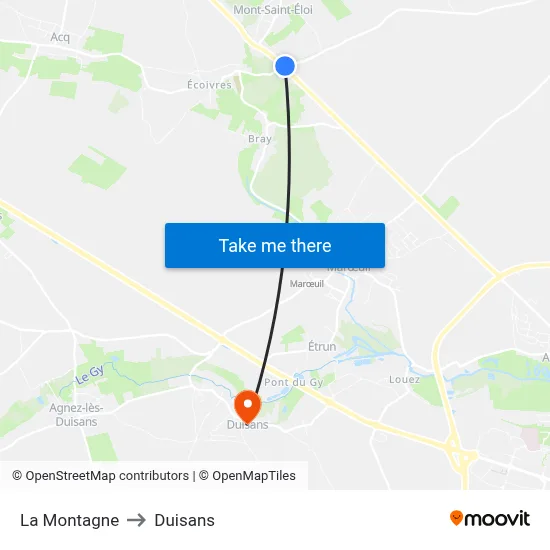 La Montagne to Duisans map