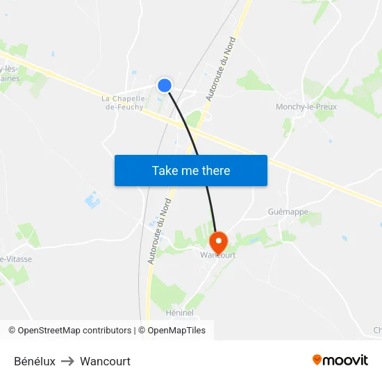 Bénélux to Wancourt map