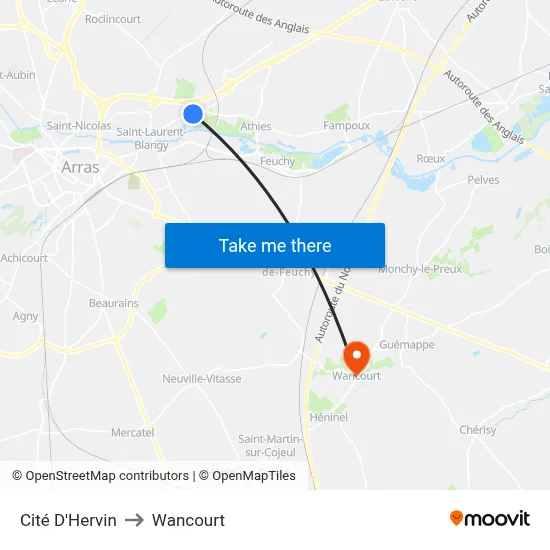 Cité D'Hervin to Wancourt map