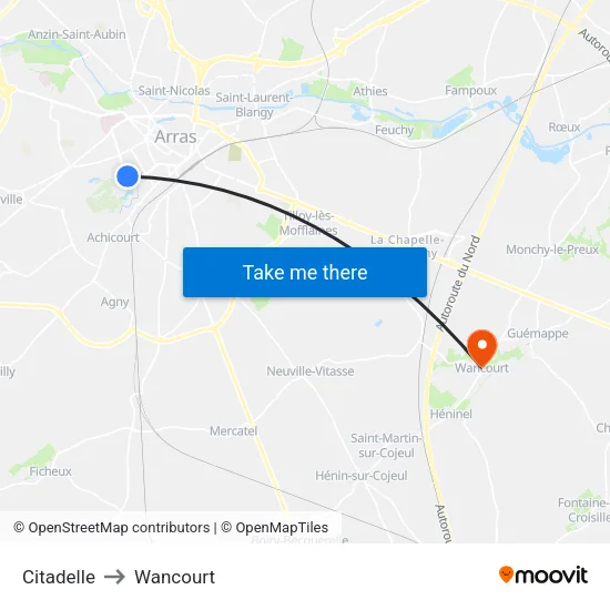 Citadelle to Wancourt map