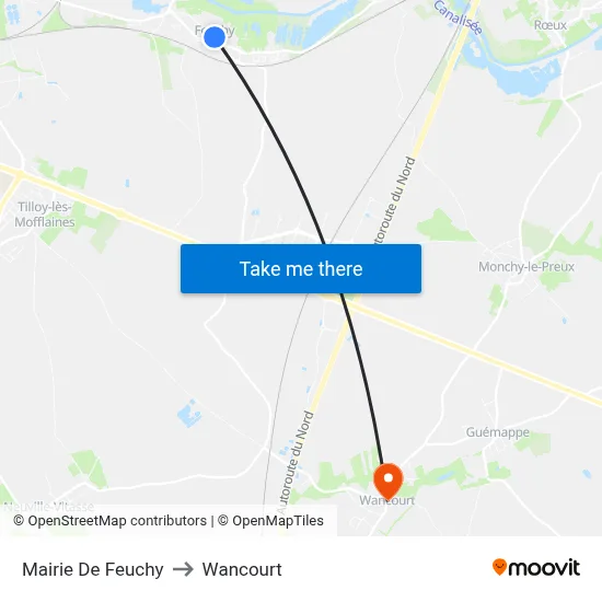 Mairie De Feuchy to Wancourt map