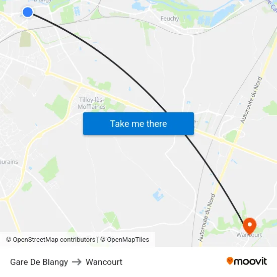 Gare De Blangy to Wancourt map