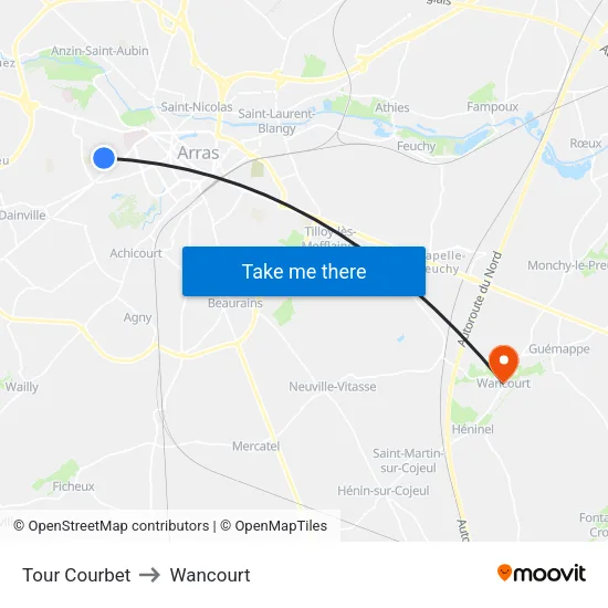 Tour Courbet to Wancourt map