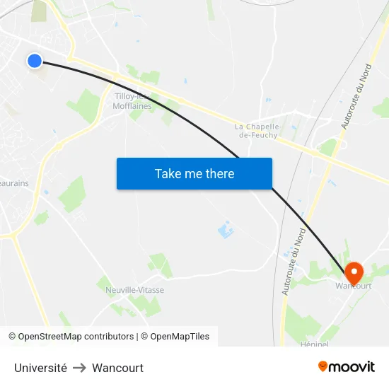 Université to Wancourt map