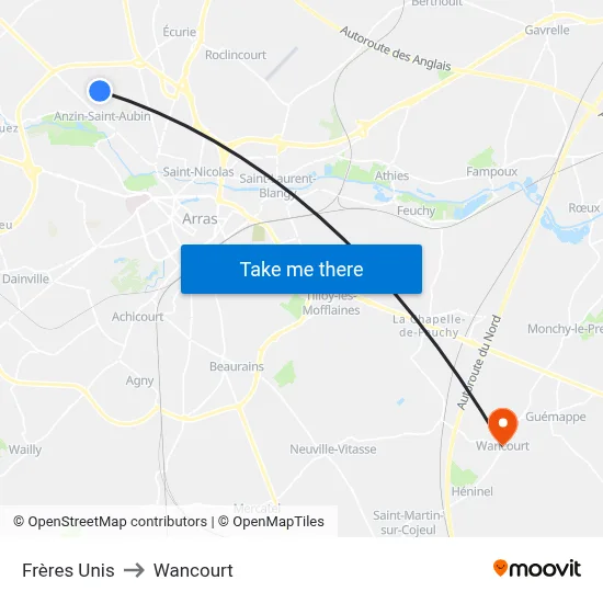 Frères Unis to Wancourt map