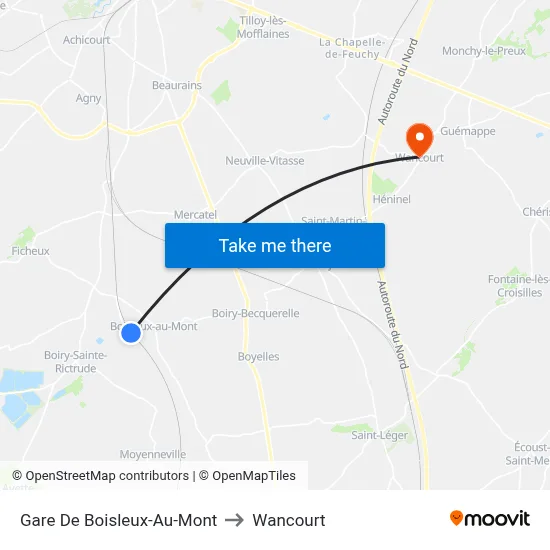 Gare De Boisleux-Au-Mont to Wancourt map