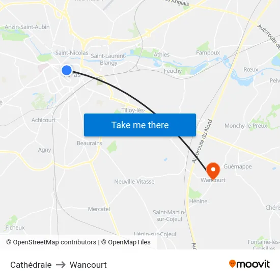 Cathédrale to Wancourt map