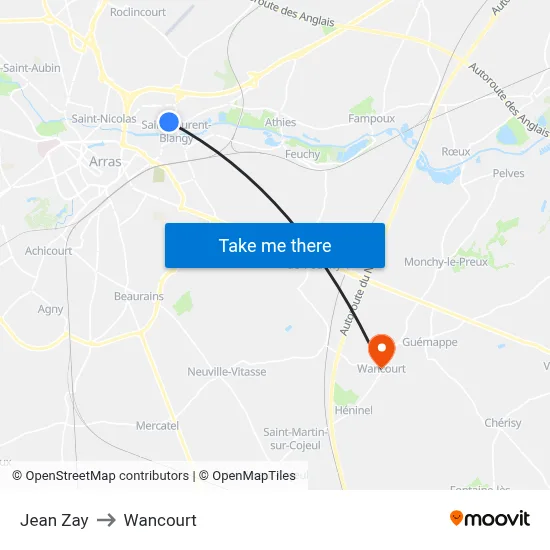 Jean Zay to Wancourt map