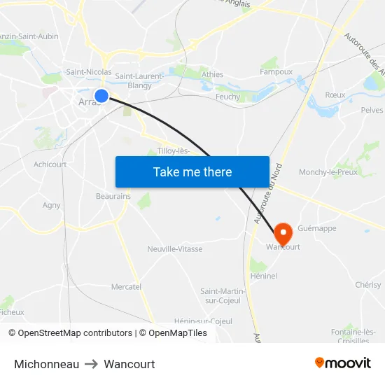 Michonneau to Wancourt map
