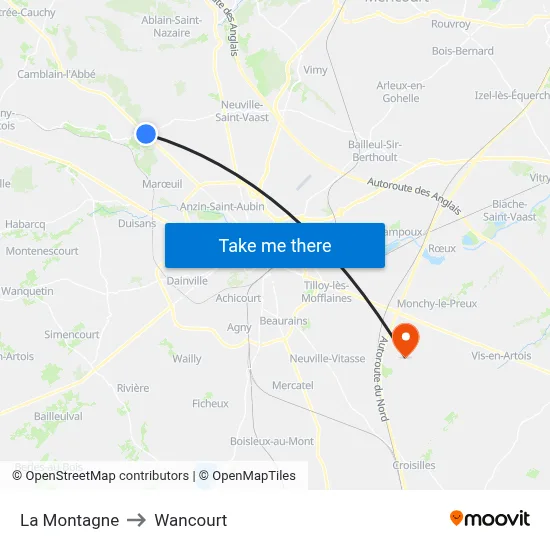 La Montagne to Wancourt map