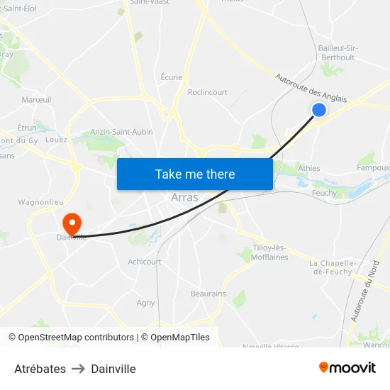 Atrébates to Dainville map