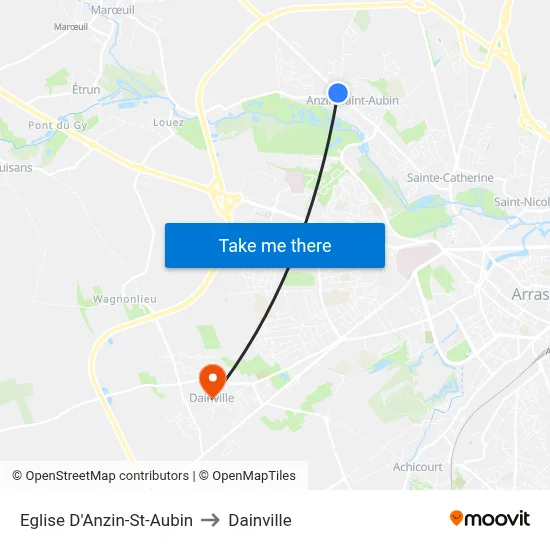 Eglise D'Anzin-St-Aubin to Dainville map