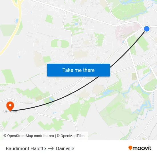 Baudimont Halette to Dainville map