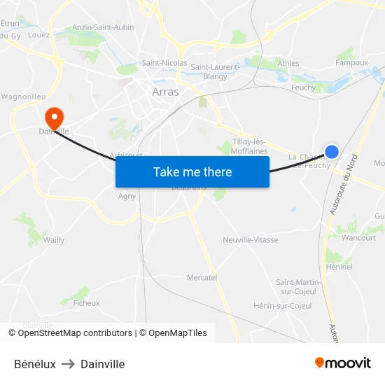 Bénélux to Dainville map