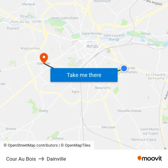 Cour Au Bois to Dainville map