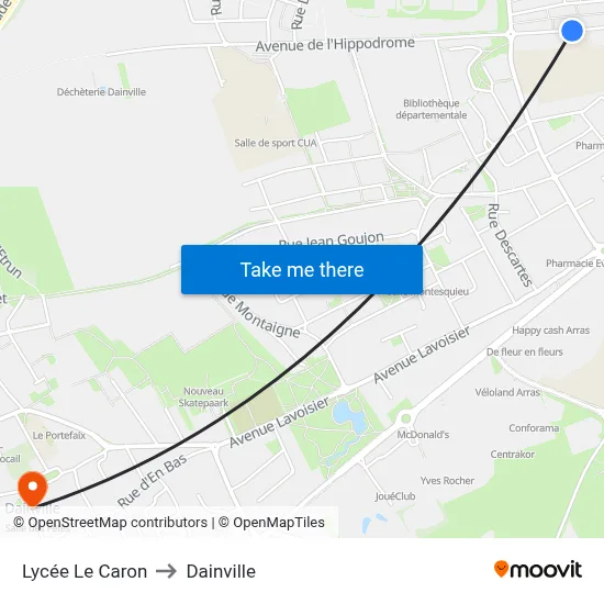 Lycée Le Caron to Dainville map
