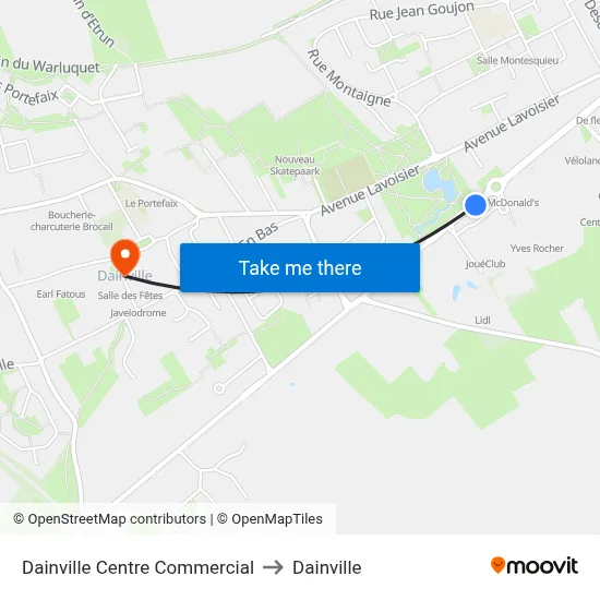 Dainville Centre Commercial to Dainville map