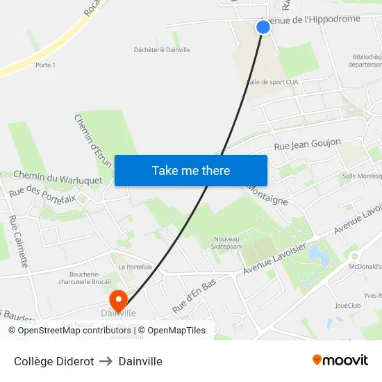 Collège Diderot to Dainville map