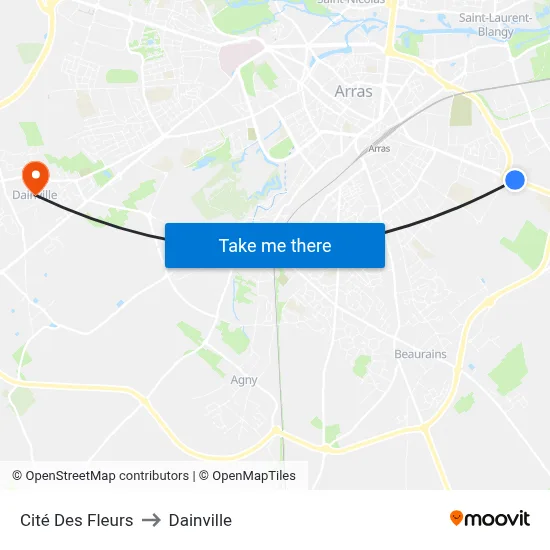 Cité Des Fleurs to Dainville map