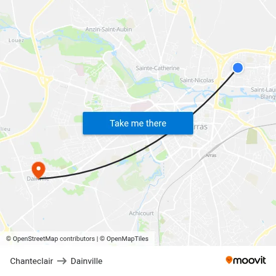 Chanteclair to Dainville map