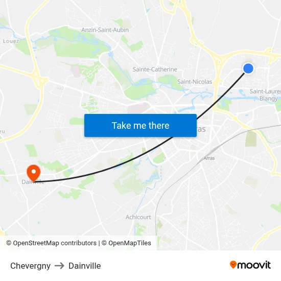 Chevergny to Dainville map