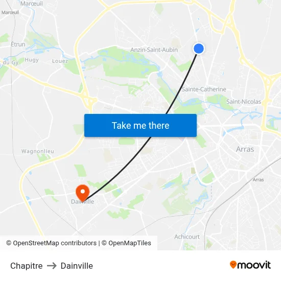 Chapitre to Dainville map