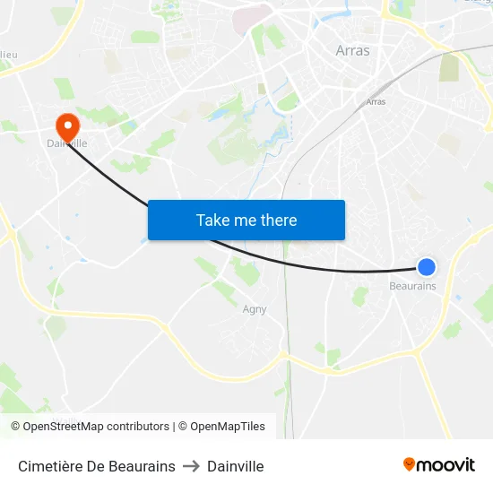 Cimetière De Beaurains to Dainville map