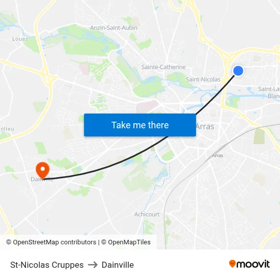 St-Nicolas Cruppes to Dainville map