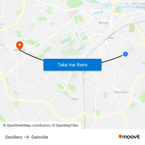 Devillers to Dainville map