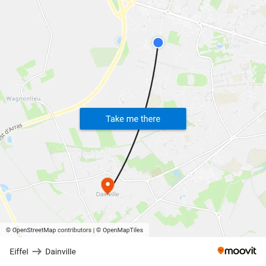 Eiffel to Dainville map