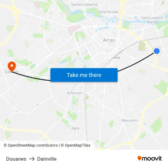 Douanes to Dainville map