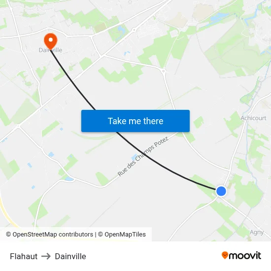 Flahaut to Dainville map