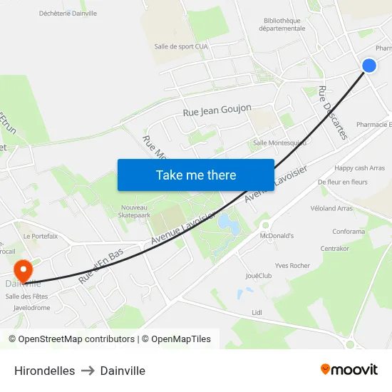 Hirondelles to Dainville map