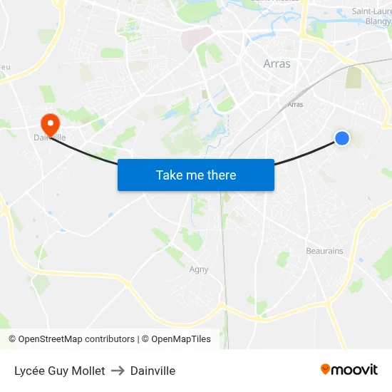 Lycée Guy Mollet to Dainville map