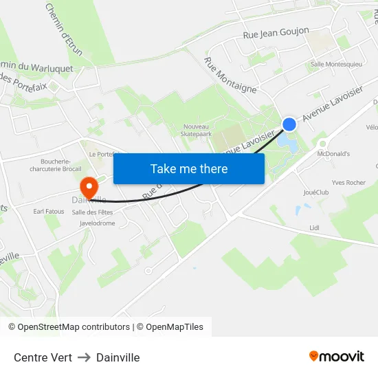 Centre Vert to Dainville map