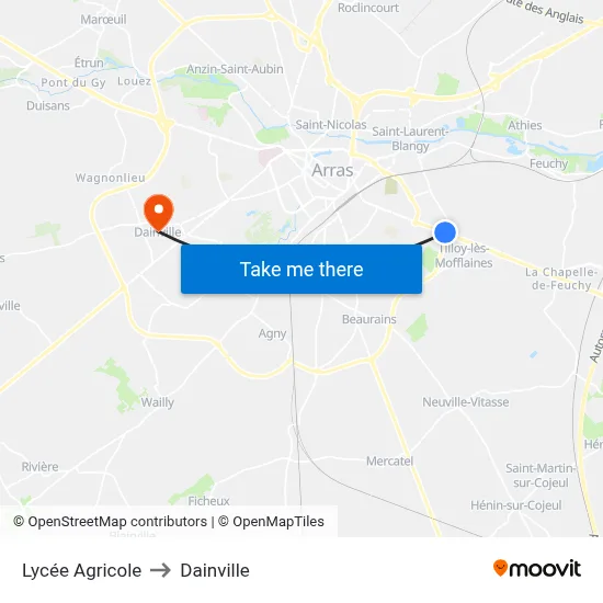 Lycée Agricole to Dainville map