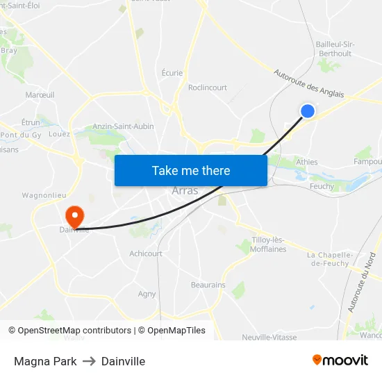 Magna Park to Dainville map
