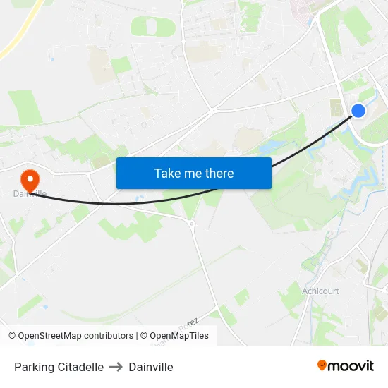Parking Citadelle to Dainville map