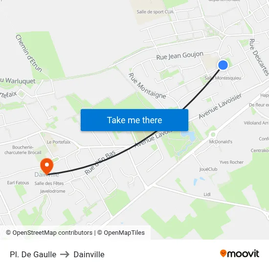 Pl. De Gaulle to Dainville map