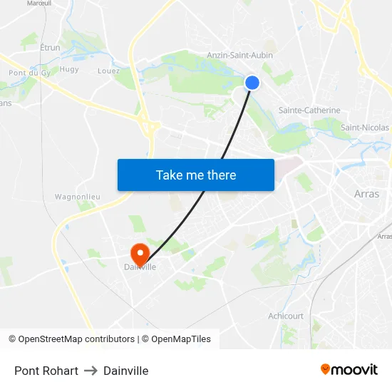 Pont Rohart to Dainville map