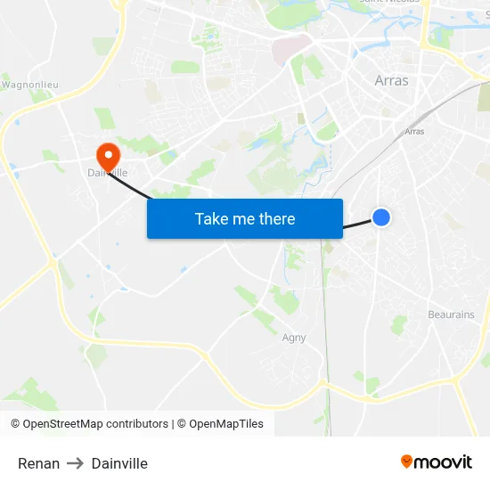 Renan to Dainville map