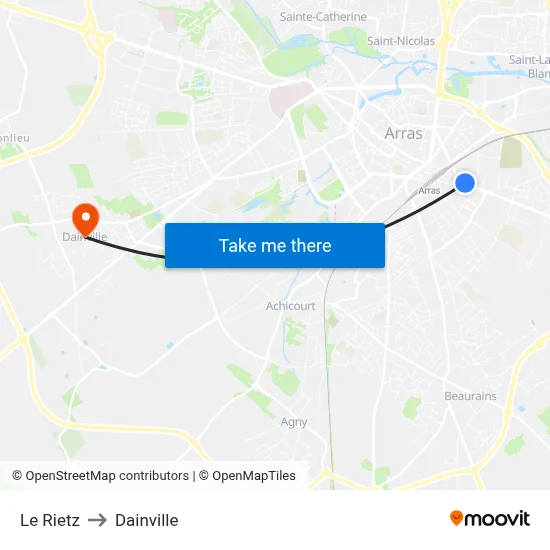 Le Rietz to Dainville map