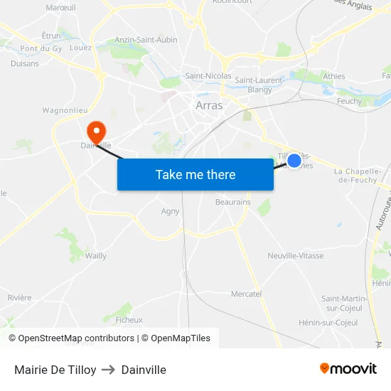 Mairie De Tilloy to Dainville map