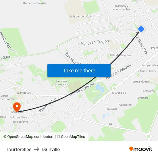 Tourterelles to Dainville map