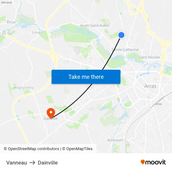 Vanneau to Dainville map
