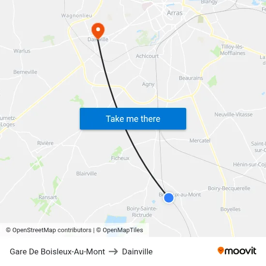 Gare De Boisleux-Au-Mont to Dainville map