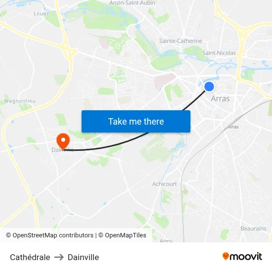 Cathédrale to Dainville map
