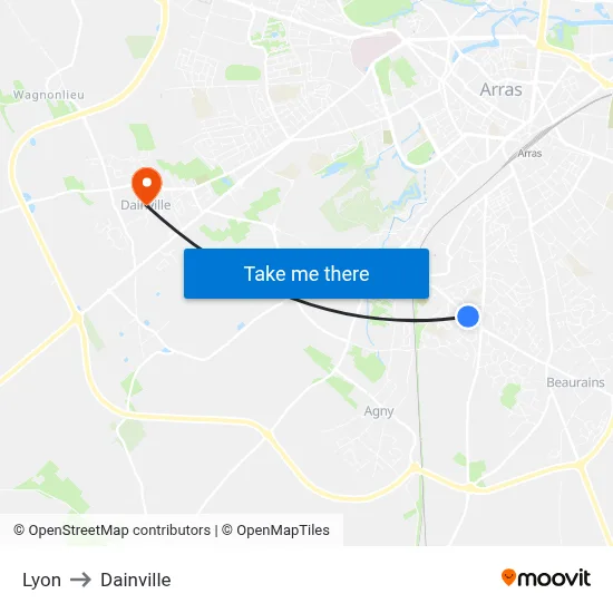 Lyon to Dainville map