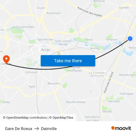 Gare De Roeux to Dainville map